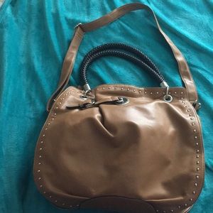 Brown and black tote purse